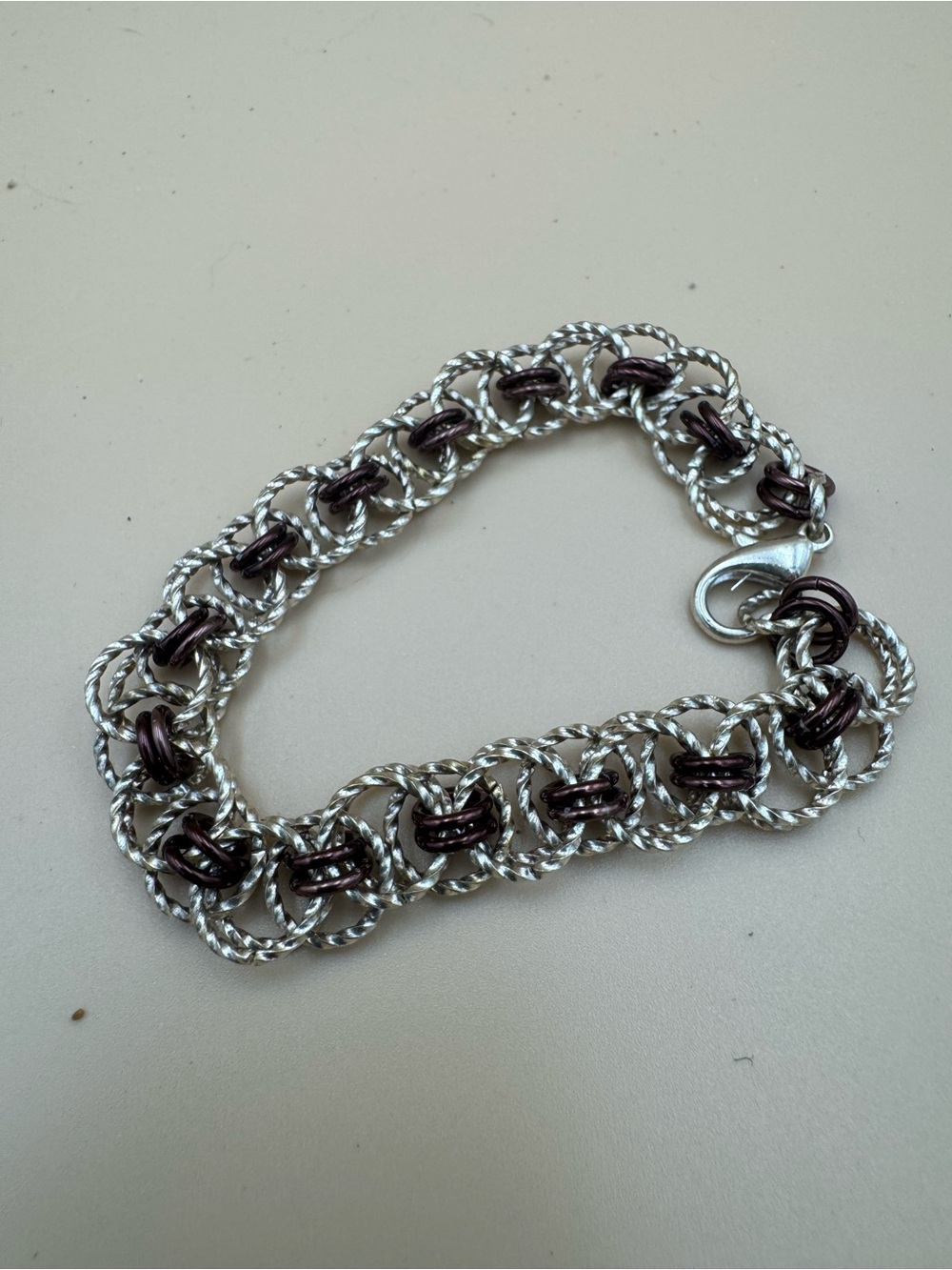 Sterling Silver and Brown Chainlink Bracelet - Women’s Fashion Bracelet. 112